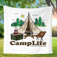 CampLife 露營風掛布 戶外營地佈置背景布, camping-06（四角打孔）