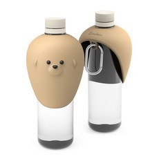 루나베어 반려동물 휴대용 초경량 실리콘 보틀캡, 브라운, 1개