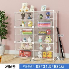 플라스틱장식장 거실 스토리지 플라스틱 투명 늘림 진열 다용도, 투명2열6층-확대