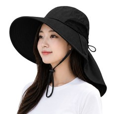 대한 uv 자외선차단 등산 골프 산책 낚시 햇빛가리개 플랩 챙모자, 블랙, 1개