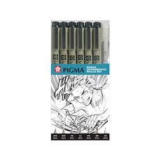 [제이제이오피스] 사쿠라 피그마 마이크론 망가세트2 7본입 중급자용 만화 그리기 키트