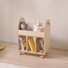 어린이집 교실 바퀴달린 낮은 나무 책장 아이방 어린이키높이 놀이방, 내추럴콤비
