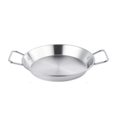 不鏽鋼雙耳平底鍋，西班牙海鮮鍋專用，適用瓦斯爐電磁爐，平底設計均勻受熱，輕鬆料理美味佳餚, 1個, 原色手柄 口徑21.2cm