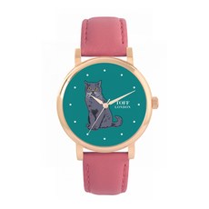 Toff London 토프 런던 TLWS-31952 여성용 블루 브리티시 쇼트헤어 고양이 시계 621052