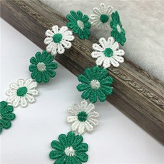 1 야드 25mm 다채로운 데이지 꽃 레이스 트림 뜨개질 웨딩 수 놓은 Diy 수제 패치 워크 바느질 용품 공예품 레이스, 15, 15, 1개