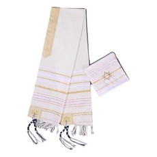 남성용 메시아닉 기도 숄 멀티팩 - 히브리어 축복과 성경이 있는 다윗의 별 탈리트 숄 이스라엘 골드._122600