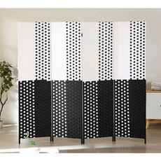 手工編織屏風隔斷 摺疊移動鏤空玄關遮擋 簡易家用, 1個, 雙面滿編,2個底座