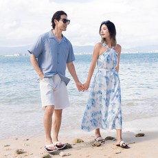 [44~77]신혼여행 커플룩 바캉스 원피스 휴양지 커플룩 허니문 커플룩 휴양지 원피스 하와이안 커플룩 비치커플룩 커플 바캉스룩 여름 휴양지 원피스 커플룩 여성 여름 바캉스
