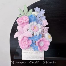 鬱金香DIY手工材料包：扭扭棒花束花盒，手工編織禮物擺件, 蜜粉盒-材料包+完整教學視頻, 1個