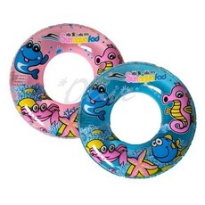 尚昱品牌 可愛海馬卡通圖案70CM(28吋)充氣泳圈, 水藍, 1個