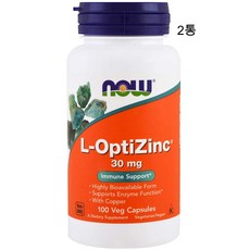 나우푸드 아연+구리 30mg 100캡슐 L-OptiZinc, 2개, 100정