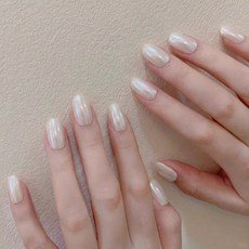 수제 프랑스식 고양이 눈 네일 팁 일상 통근 데이트 휴가에 필수 아이템, 1개, 밀키 펄,S사이즈,10P