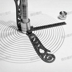 繪圖尺多功能EDC圓規創意畵圖工具美術辦公圓規帶磁尺子 繪圖用品, 1個, 多功能圓規尺（四件套）