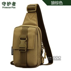 守護者 戶外胸包 耐磨帆布單肩包, 1個, 狼棕色,均碼