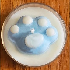 貓掌香氛蠟燭【台灣手工製作】大豆蠟 情人節 浪漫 貓咪園區 可愛 交換禮物 毛毛手 喵星人 寵物, 1個, 粉藍嫩掌