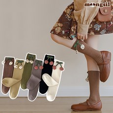 몽실이 체리장식 니삭스 여아용 아동 어린이 양말 타이즈 가을 선물 외출