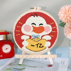 【超繪玩】戳戳繡毛綫繡針材料包 兒童學生課活動裝飾畫, 一億呀—送戳筆+支架 （材料包）⚑⚑, 1個