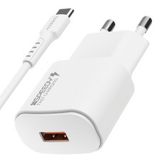 SPEEDY2 USB-A 15W 高速充電器 + Type-C傳輸線, 1套, 白色