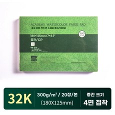 수채화지 아티스트 수채화 바오홍 세트 전문가용 종이 용지 중목, 1개, G. 32K 300g 특대