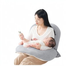 多功能嬰兒哺乳枕 斜坡防吐奶, 淺灰 六合一多功能