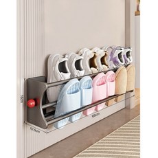 免釘磁吸雙層鞋架 門後鞋子收納架 鐵門磁吸簡易鞋架, 灰色, 1套