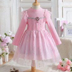 구빠방 아동 베이직핏 라운드넥 스팽글 파티 프릴 긴소매 원피스