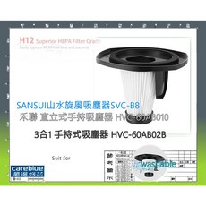 careblue 吸塵器濾網 適用 SANSUI山水 SVC-B8 禾聯 HVC-60AB010 HVC-60AB02B, 1個, 4組