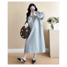 디한스 임산부 캐주얼 봄가을 편안한 후드원피스
