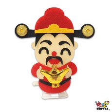 DIY材料包 跑跑財神爺 招財貓 財神兔 新年主題手作 走路機芯 親子幼稚園露營適用, 1個