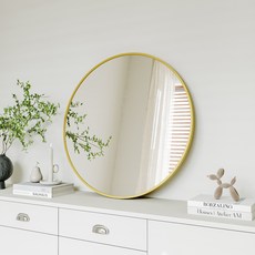 뷰티피크 화장대 거울 원형 벽걸이형 욕실거울 50/60/75, 골드60cm