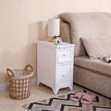 미니 협탁 서랍장 인테리어 테이블 모던 좁은 침대 낮은 침실 틈새 무선충전 침대협탁 거실, 화이트 손잡이 30cm