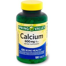 Spring - Valley Calcium 600mg Natural Bone Health Calcium - 100 Tablets Pack of 3