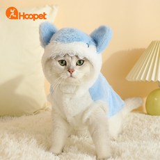 寵物冬季保暖變身裝，可愛貓咪布偶防掉毛秋冬衣物, 鯊魚兩腳變身裝（藍）,S：胸圍-34cm建議0.5-2.0公斤, 1個