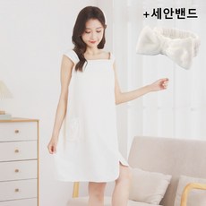 안나정 리본 샤워 가운 타월 빅사이즈 가운 로브, 1개, 흰색