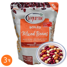 르구르메 바로먹는 삶은 혼합콩 I 병아리콩 붉은강낭콩 흰강낭콩 매화강낭콩, 3개, 400g