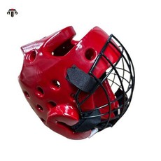 검도 헬멧 태권도 쌍절봉 보호구 등봉 봉술 장봉 격투기 철망 상세 이마 방어구 메쉬, 1개, 레드 헬멧+페이스가드