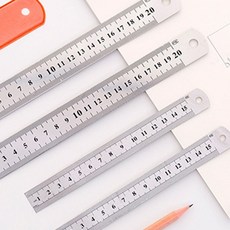 양면 철자 15CM 30CM 눈금 스텐 스틸 철제 자 얇은 쇠자 재단용 인치 밑줄 직자, 1. 양면 15Cm