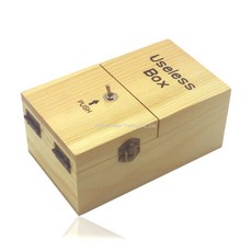 나무 전자 쓸모 없는 상자 재미있는 액션 피규어 장난감 크리스마스 선물 생일, 우드 색 (Useless Box), 1개