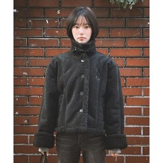 DAMISH 스텐다드 카라 스웨이드 무스탕_블랙, 블랙, FREE