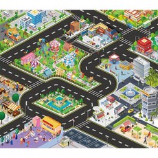 遊戲地墊 野餐墊 防水地墊 交通地墊 城市交通地墊 地圖地墊 兒童益智玩具 寶寶爬行墊, 城市70*80