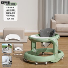 DFMEI 學步車防o型腿嬰兒防側翻手推車寶寶可坐可推學行車起步車便攜式, 綠色標配