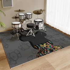 드럼매트 전자드럼 전자드럼매트 방진패드 전자드럼방진매트 소음차단, 60x120cm, 인형 곰-오렌지