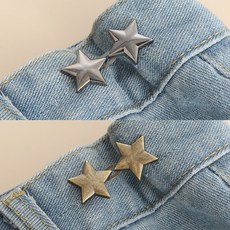 미즈코스 1+1 별 허리 줄이기 매직 요술 단추 후크 바지 조절 버클 셀프 수선, 1개, 차콜+앤틱골드
