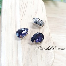 물방울 모양 글라스 캡보석 백금도금, 10*14mm(15개), 아메지스트, 1개