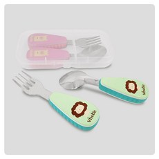 Vibebe 兒童叉匙組 附收納盒 幼兒餐具 安心材質 304不鏽鋼, 獅子款, 1個