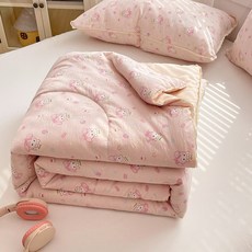 ins四季夏被夏季空調被嬰兒可機洗夏涼被被芯學生宿舍雙層紗被子, 花邊/安妮熊【雲感7A級抗菌棉填充】