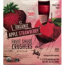 트레이더 조스 유기농 사과 딸기 과일 소스 크러셔 한 상자 Trader Joe's Organic Apple Strawberry Fruit Sauce Crushers One Box, 1g