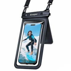 리나 갤럭시 아이폰 전기종 투명 이중포켓 길이조정 스트랩 방수팩, 1개, 블랙 1개, 블랙