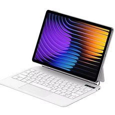 갤럭시탭 호환 매직키보드 케이스 S7/S8/S9/S11/S9 FE/S10 FE/S10 Lite 10.9/11인치 공용 LCD 잔량표시, 1개, 화이트