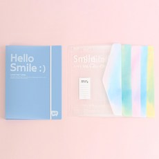 위클 헬로스마일 고급 A4 O링 바인더 3공 파일 파우치형 파일속지 5매, 1개, 블루